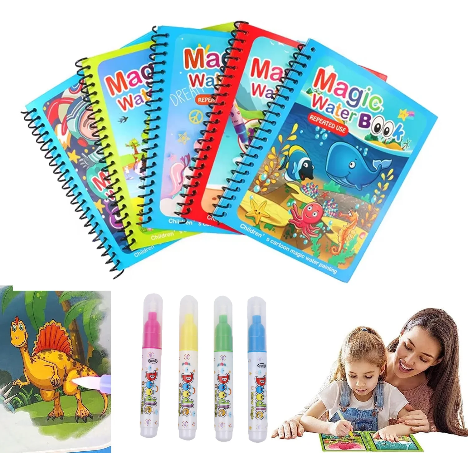 Reusable Water Magic Coloring Book - 1PC 어린이 수채화 그림 마법의 책