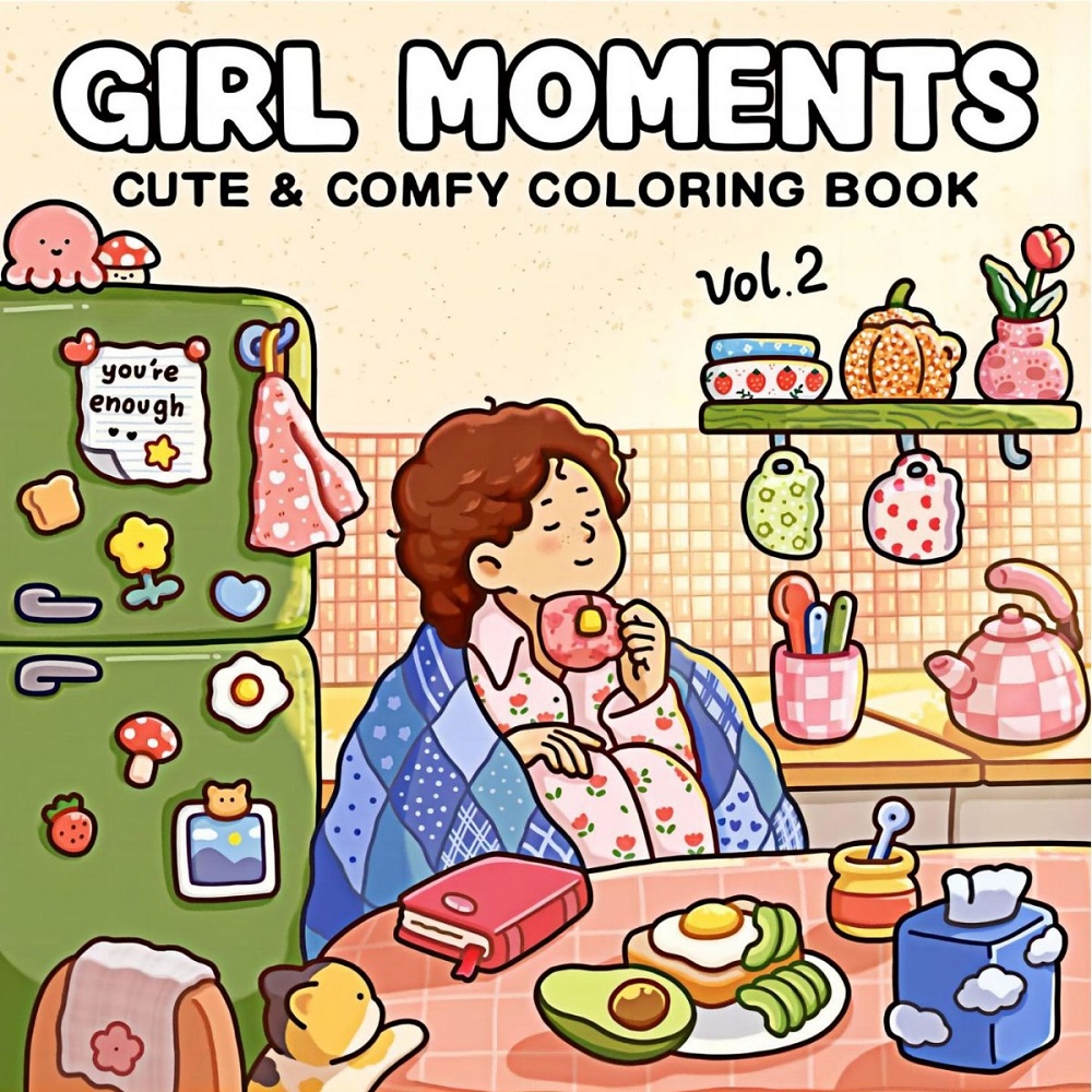 Adult Coloring Book Stress Relief - 소녀들의 순간들 성인을 위한 귀엽고 편안한