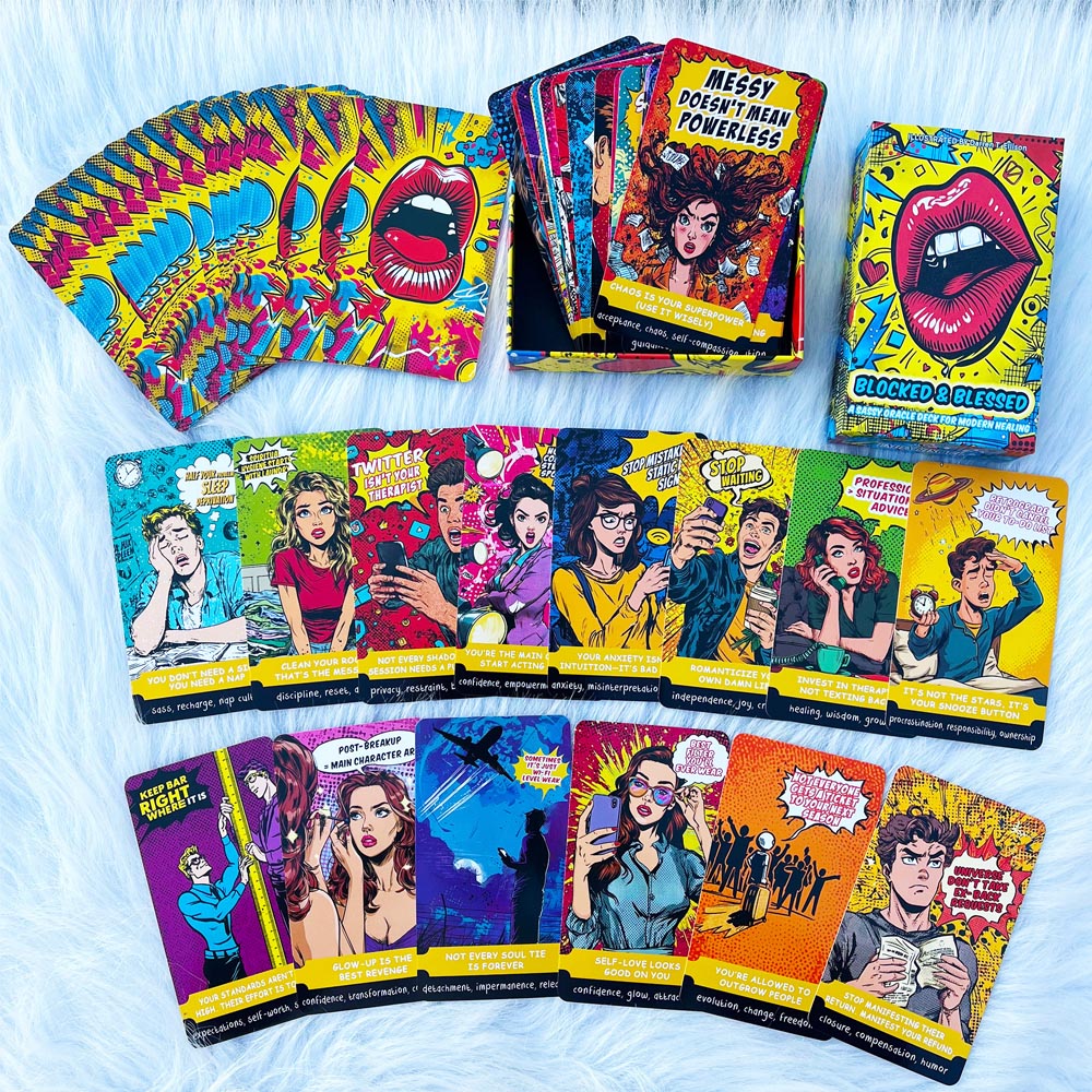 54 카드 덱, 13x8cm 크기, BLOCKED &  - Tarot Deck With Guidebook 리뷰 및 가격