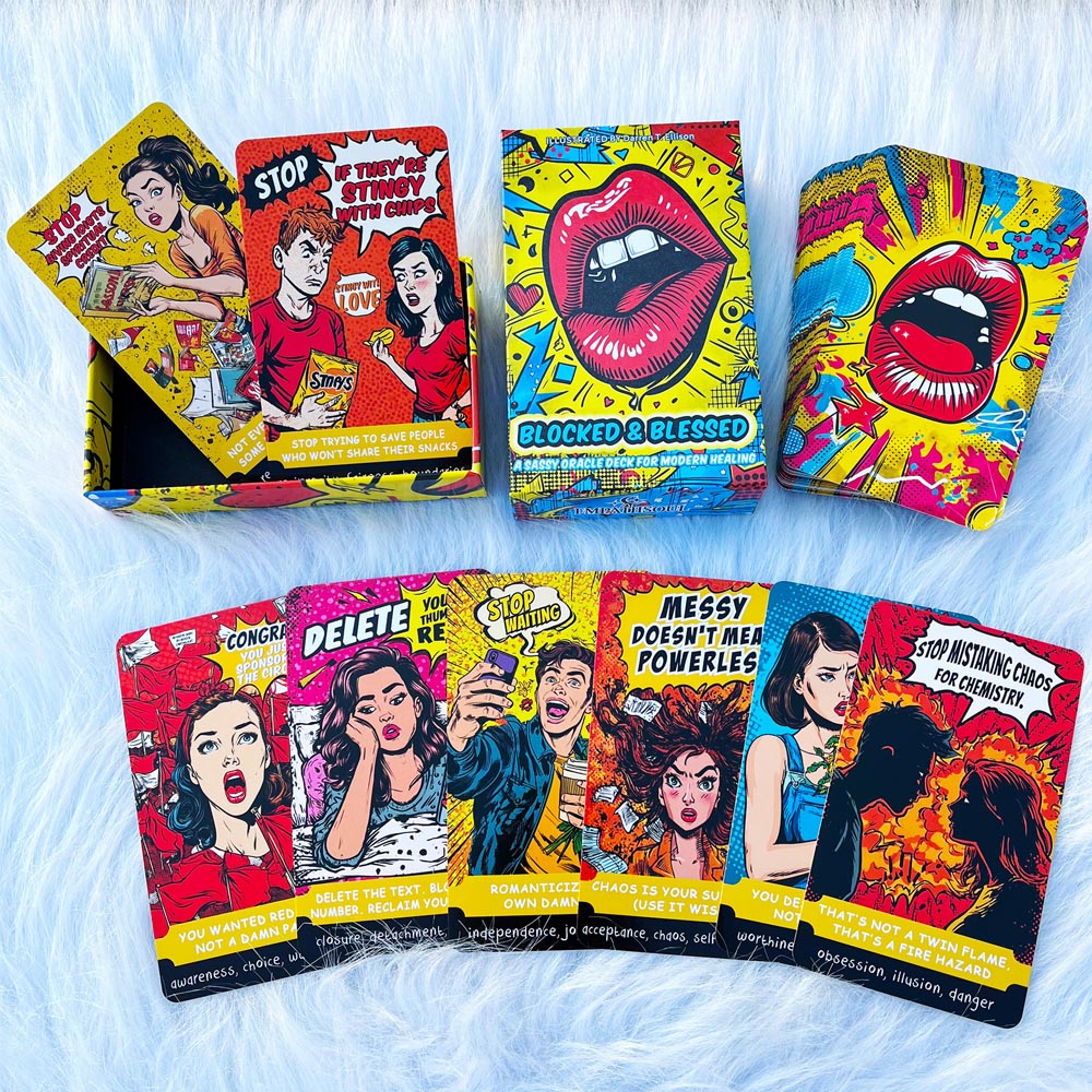54 카드 덱, 13x8cm 크기, BLOCKED &  - Tarot Deck With Guidebook 리뷰 및 가격